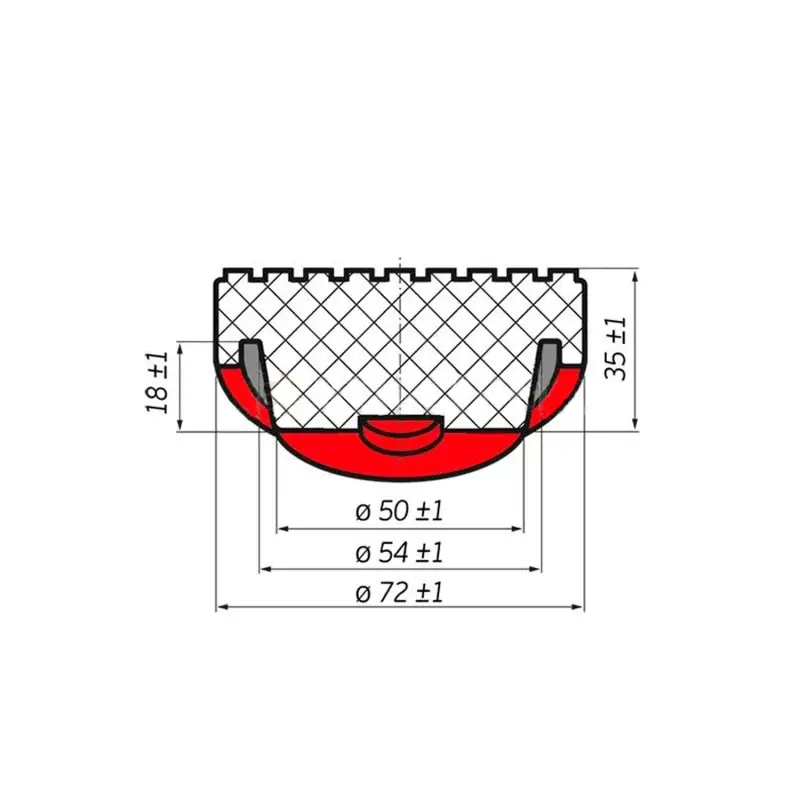 Опора резиновая для подкатного домкрата AVS RFJ-50 (D-72/50 мм, H-35 мм)