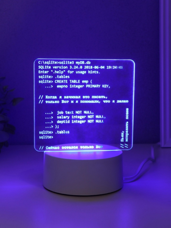 Светильник Светильник "Компьютерный код" LED RGB от сети RISALUX 9,5х15х16 см