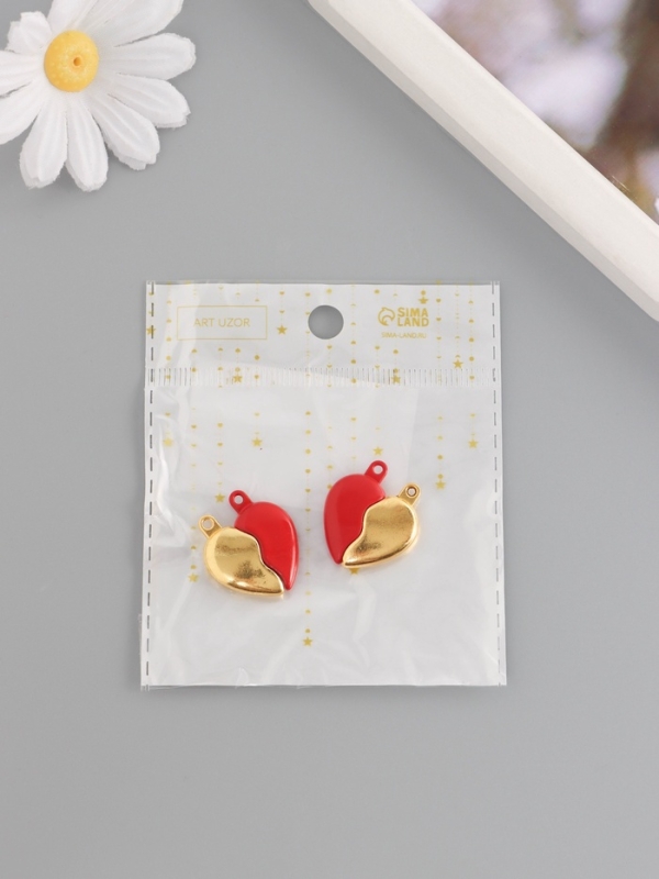 Замок магнитный металл Замок магнитный металл "Вторая половинка, сердце" набор 2 шт красно-золотой 2,6х2,2 см