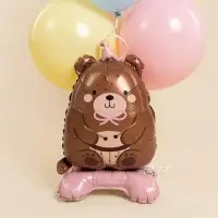 Воздушный шар фольгированный 24" &laquo;Мишка в розовом колпачке&raquo;, под воздух