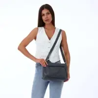 Сумка женская кросс-боди на молнии, 28&times;10&times;20 см, серая