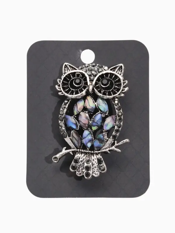 Брошь-кулон &laquo;Галиотис. Филин ночной&raquo;, зелёная в чернёном серебре