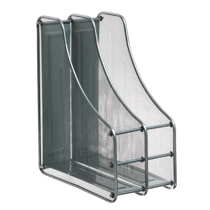 Лоток для бумаг А4, вертикальный, металлическая сетка, 2 отделения, серый