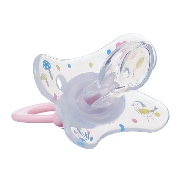 Соска - пустышка силиконовая ортодонтическая M&B &laquo;Зайка&raquo;, от 12 мес., с колпачком, держатель, розовый
