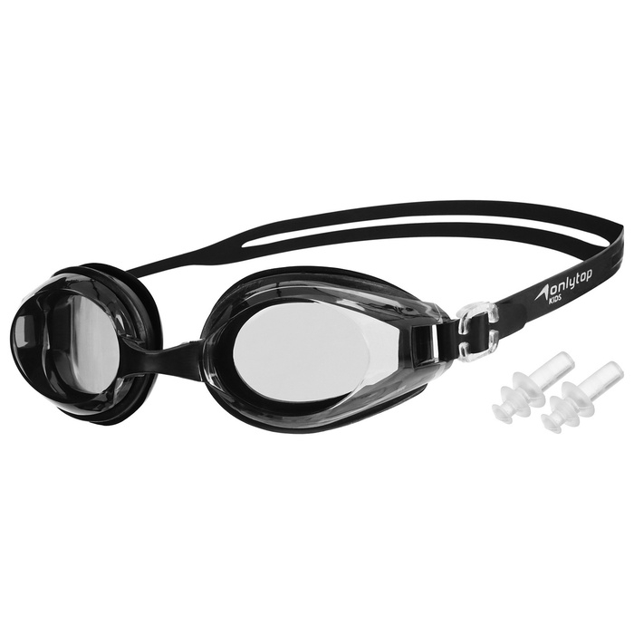 Очки для плавания ONLYTOP, беруши, чёрные