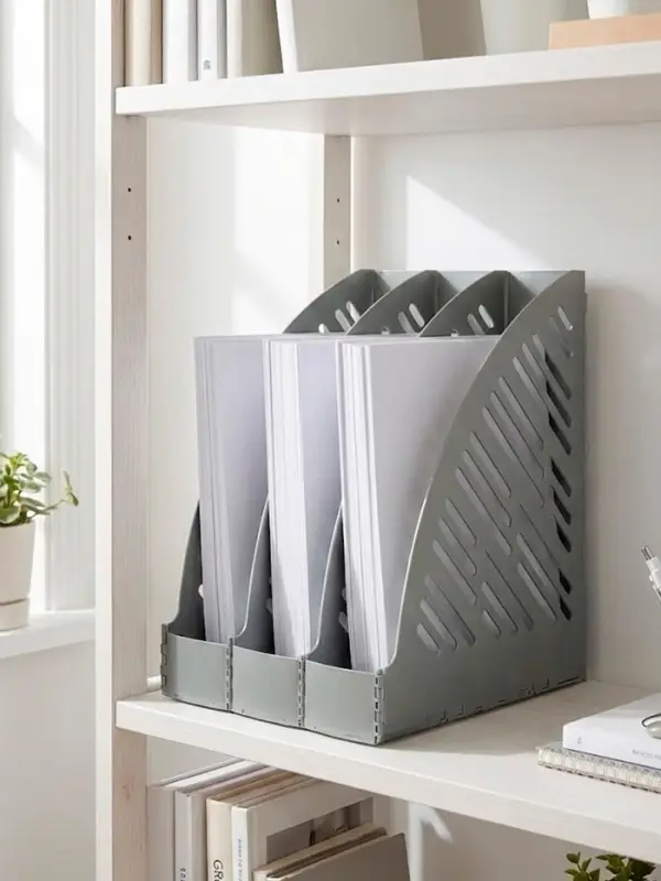 Лоток для бумаг А4, вертикальный, 3 отделения, серый