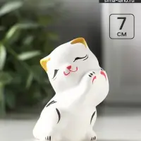 Фигурка керамика &laquo;Котик лапки вверх&raquo;, 7 см, белый