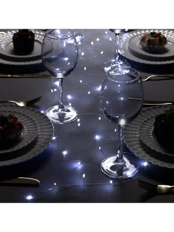 Гирлянда &laquo;Мишура&raquo; 5 м, роса, IP20, серебристая нить, 100 LED, свечение белое, USB