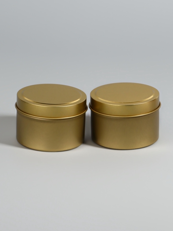 Баночка для хранения, 120 мл, набор - 2 шт., металлическая, цвет золотистый Баночка для хранения, 120 мл, набор - 2 шт., металлическая, цвет золотистый