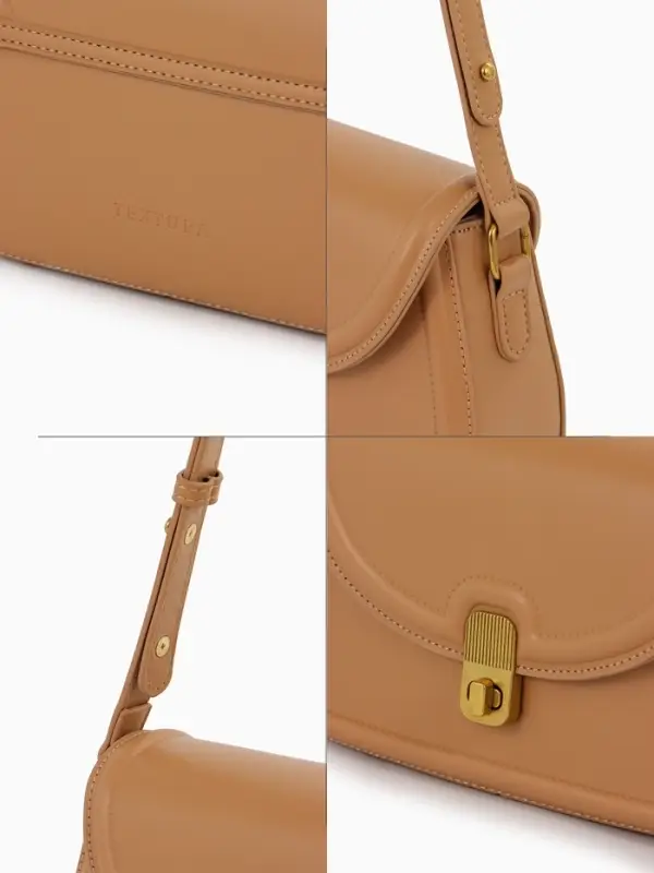 Сумка женская мессенджер TEXTURA на клапане, 23&times;6&times;13 см, тёмно-бежевая