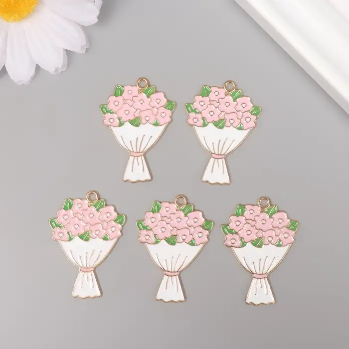 Декор для творчества металл, эмаль Декор для творчества металл, эмаль "Букет цветов" 3,4х2,5 см