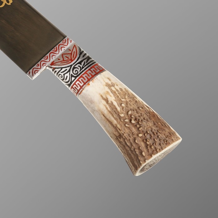 Нож Пчак Шархон - Большой-шеф, косуля, широкая рукоять, гарда олово гравировка. ШХ-15 (20-22 Нож Пчак Шархон - Большой-шеф, косуля, широкая рукоять, гарда олово гравировка. ШХ-15 (20-22