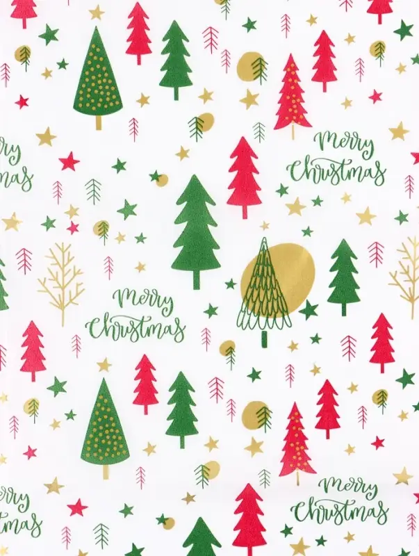 Бумага упаковочная тишью Бумага упаковочная тишью "Зимний лес", белая, 50 х 66 см