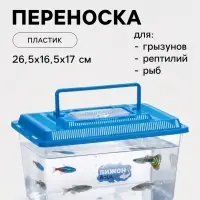 Переноска прямоугольная, 26.5&times;16.5&times;17 см, голубой