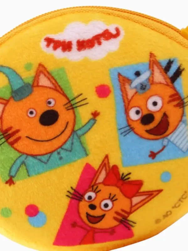 Кошелек детский плюшевый &laquo;Три кота&raquo; 9&times;9&times;1