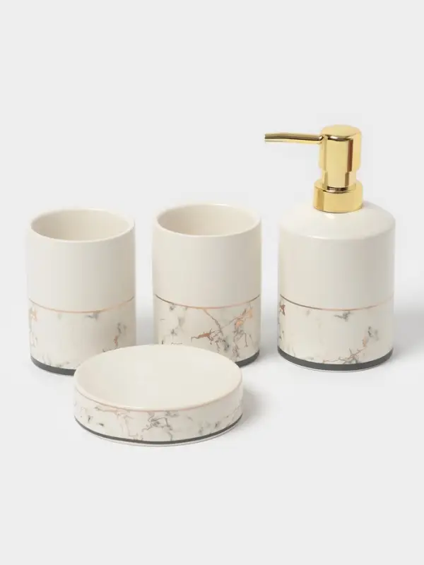 Набор аксессуаров для ванной комнаты &laquo;Афродита&raquo;, 4 предмета, дозатор 380 мл, мыльница, 2 стакана, белый