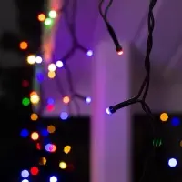 Гирлянда &laquo;Бахрома&raquo; 3&times;0.6 м, IP44, УМС, тёмная нить, 160 SMD-LED, свечение мульти, 220 В