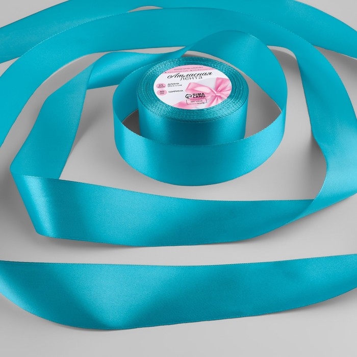 Лента атласная, 40 мм &times; 23 &plusmn; 1 м, цвет морская волна №47