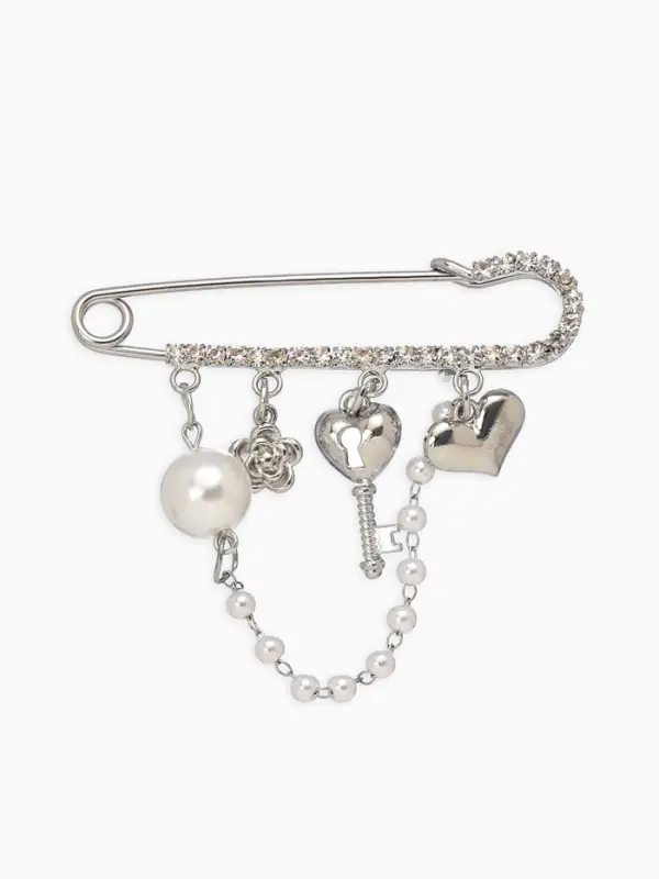 Булавка Булавка "Ключик от сердца", l=6.5, цвет белый в серебре