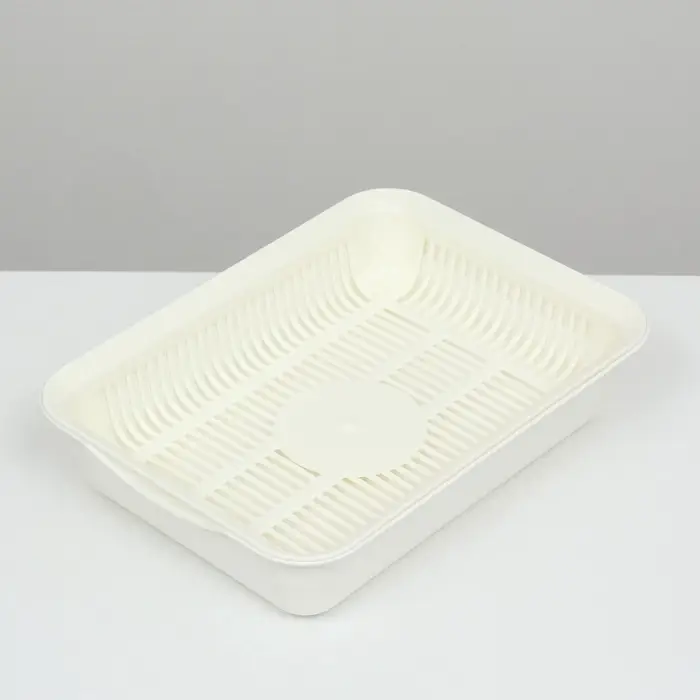 Туалет для кошек, 34.5&times;25.5&times;7.5 см, с сеткой, пластик, белый