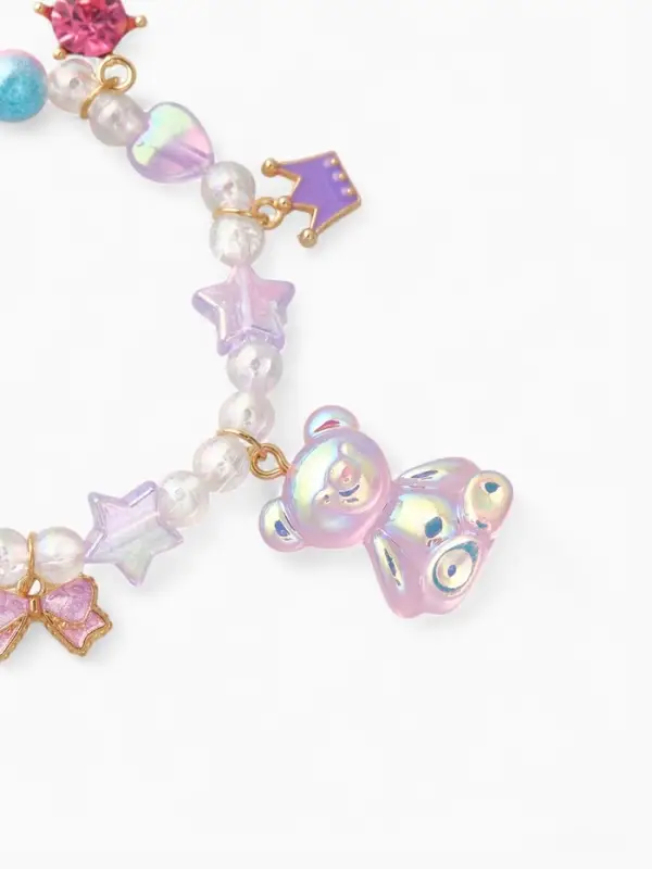 Браслет детский &laquo;Выбражулька. Мишка и звёзды&raquo;, d=5.5 см, фиолетовый