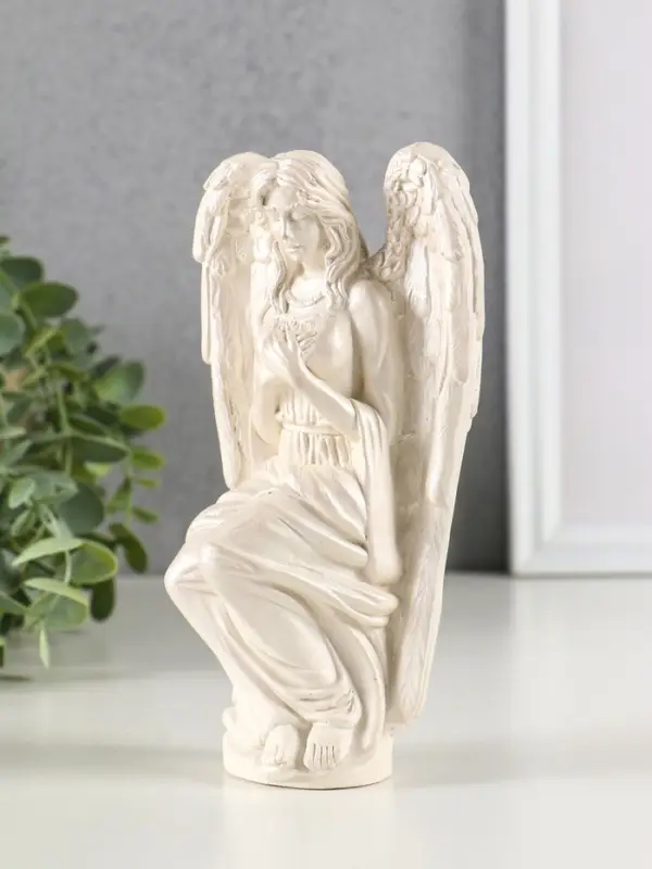 Фигура гипс Фигура гипс "Ангел Равена" 16х9 см, перламутр