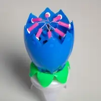 Свеча для торта музыкальная &laquo;Тюльпан&raquo;, крутящаяся, синяя, 14.5&times;6 см