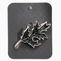 Брошь "Лист Одуванчика", цвет зелёный в чернёном серебре Брошь "Лист Одуванчика", цвет зелёный в чернёном серебре