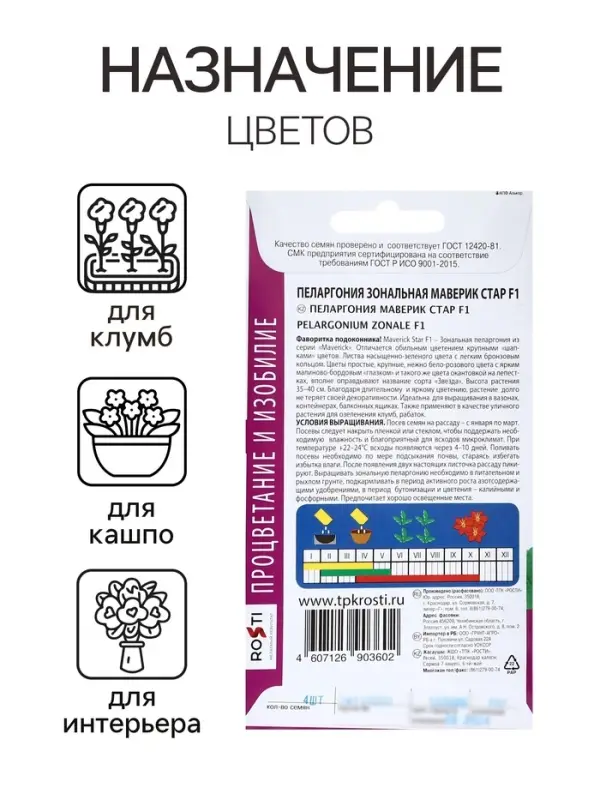 Семена цветов Пеларгония &laquo;Маверик Стар&raquo;, F1, 4 шт., &laquo;Агроуспех&raquo;