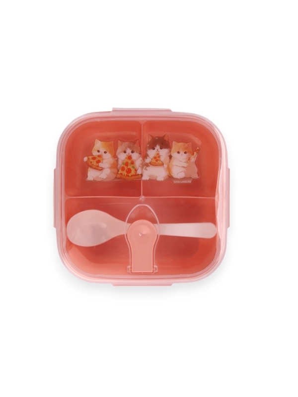 Ланч-бокс с клапаном, 3 секции, Ланч-бокс с клапаном, 3 секции, "Котята", 14 х 14 х 5 см