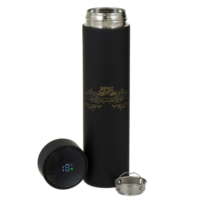 Термос, 500 мл, Basic Термос, 500 мл, Basic "Мастер К", с ситечком, с датчиком температуры, сохраняет тепло 10 ч