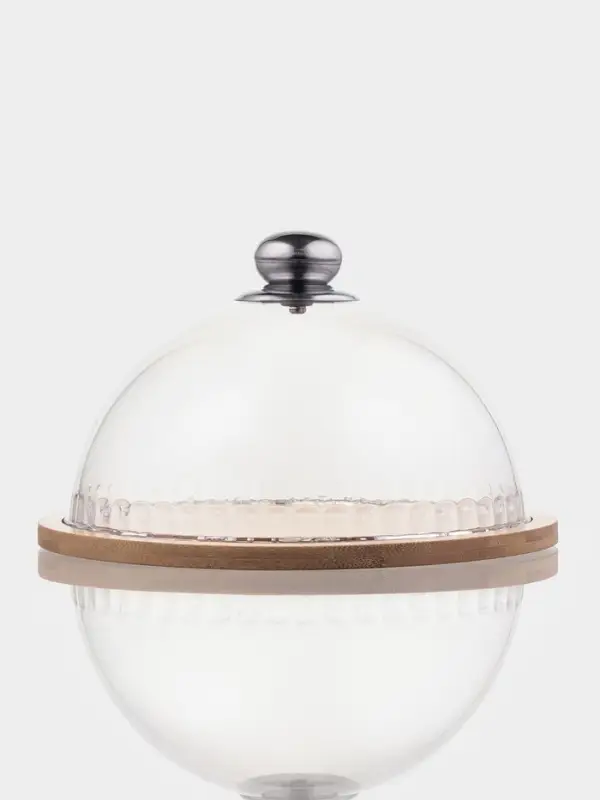 Блюдо с крышкой Доляна &laquo;Эстет&raquo;, d=23.5 см, бамбук, пластик