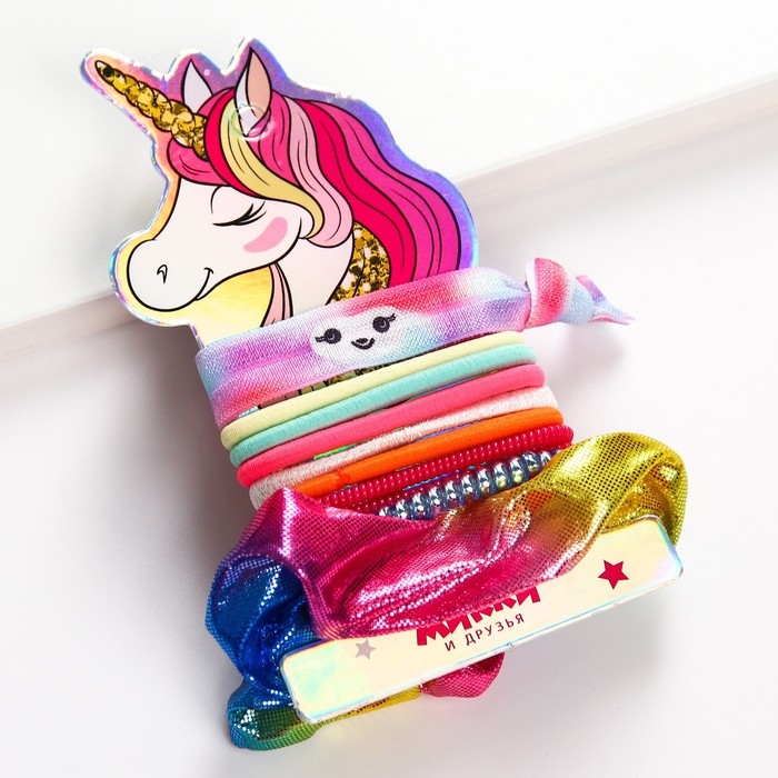 Набор резинок для волос, 10 шт Набор резинок для волос, 10 шт "Рог", Минни и Единорог