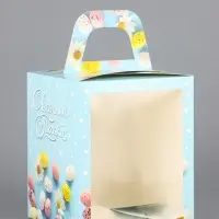 Коробка подарочная пасхальная с окном &laquo;Небесная голубая&raquo; 15&times;15&times;18 см