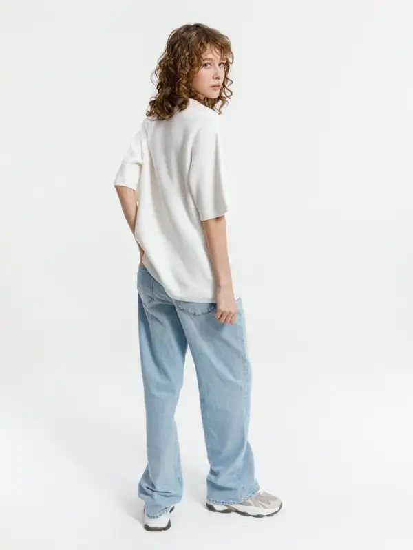 Джемпер с коротким рукавом Siluetti Volumica, молочно-белый, размер XS/S