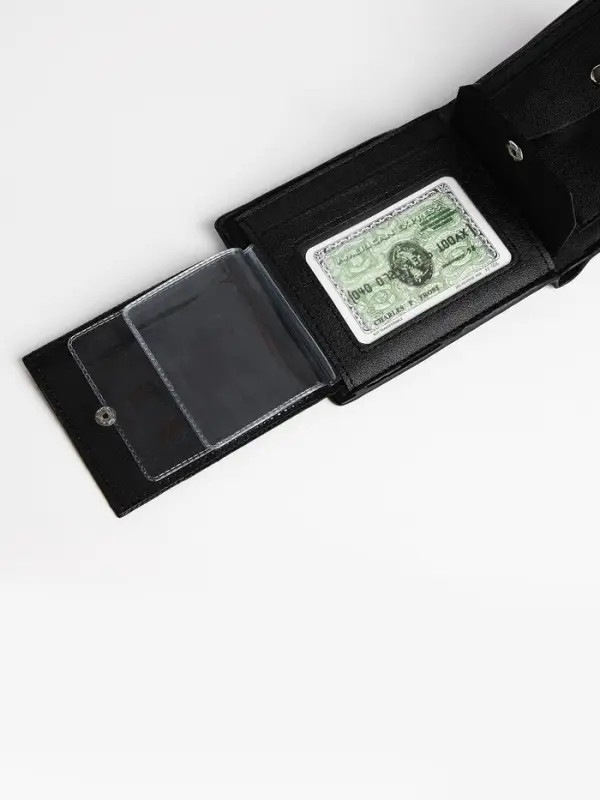 Портмоне мужское &laquo;Сахир&raquo;, на магните, отдел для купюр, для карт, для монет, чёрное