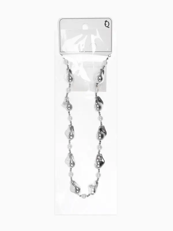 Бусы &laquo;Жемчуг Борокко&raquo;, белые в серебре 40 см