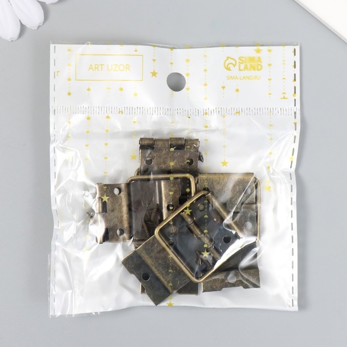 Петля накладная с упором угол открывания 90 градусов + гвозд. бронза набор 5 шт 4,8х2,4 см Петля накладная с упором угол открывания 90 градусов + гвозд. бронза набор 5 шт 4,8х2,4 см