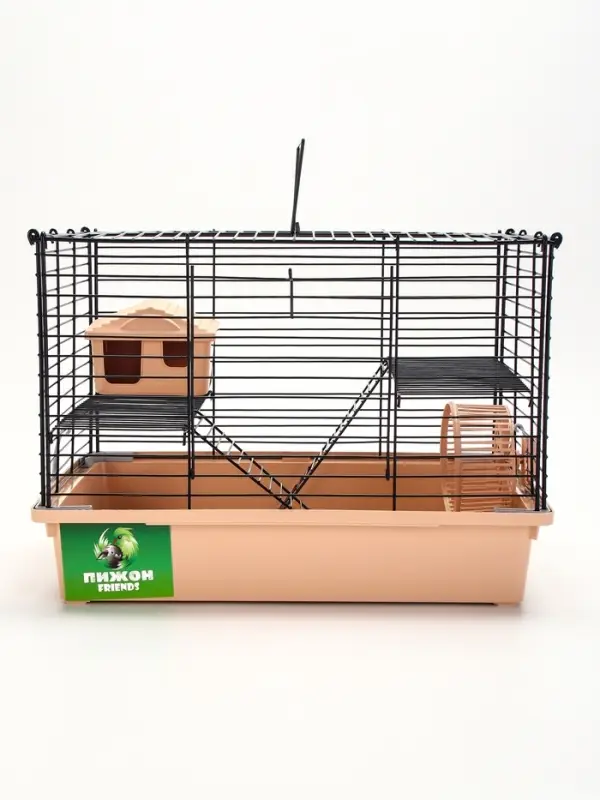 Клетка для грызунов &laquo;Пижон&raquo;, 38&times;27&times;27 см, складная, домик, миска, колесо, бежевая