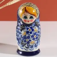 Матрёшка дерево &laquo;Марина&raquo;, гжель, 5-кукольная, 19 см