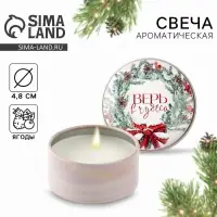 Свеча ароматическая, в железной банке &laquo;Верь в чудеса&raquo;, ягоды, d=4.8 см