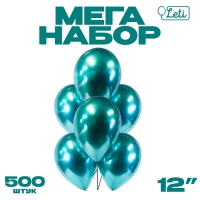 Шар латекс «Хром» металл 12", зелёный, набор 500 шт.