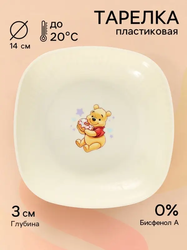 Тарелка пластиковая детская, 14.5&times;14.5 см, Винни и его друзья