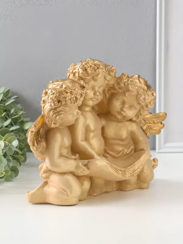 Фигура с подставкой под мелочи "Три ангела" слоновая кость, 30х23х14 см
