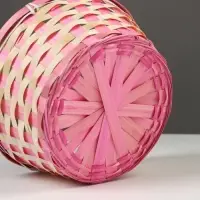 Корзина плетёная, бамбук, 21&times;21&times;10/24 см, розовая