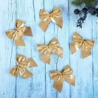 Ёлочные игрушки 12 шт. &laquo;Зимнее волшебство. Бантик&raquo; пластик, 5 см, золото