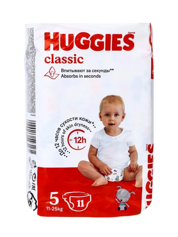 Подгузники HUGGIES Classic (11-25 кг), 11шт