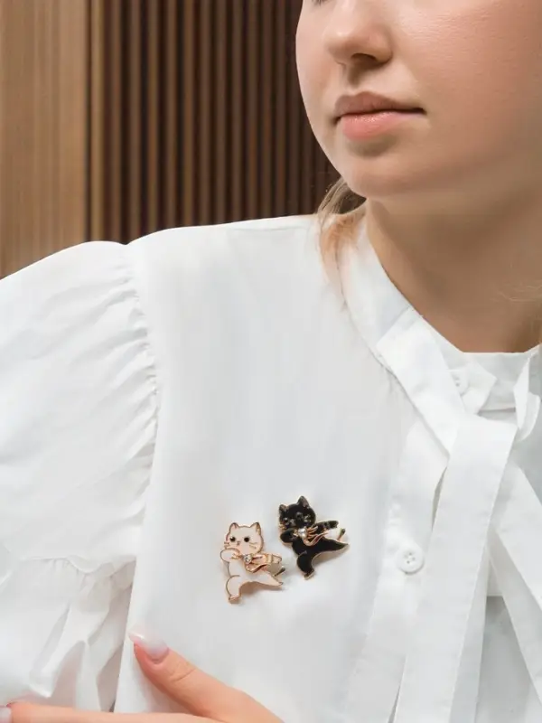 Брошь  Брошь "Кот" герой, цветная в золоте