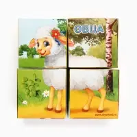 Кубики &laquo;Домашние животные&raquo;, по методике Монтессори, 4 шт., 3+