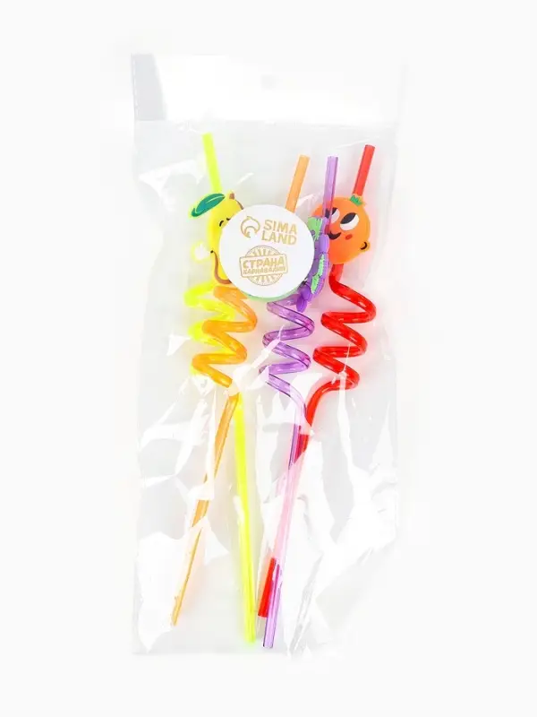 Трубочки для коктейля &laquo;Весёлые фрукты&raquo;, набор 4 шт., МИКС